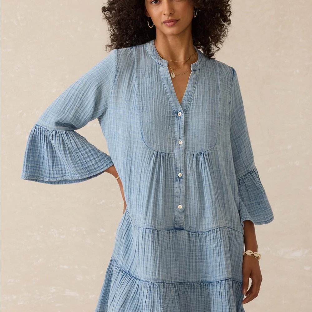 Faherty Dune Cotton Gauze Kasey Dress - S